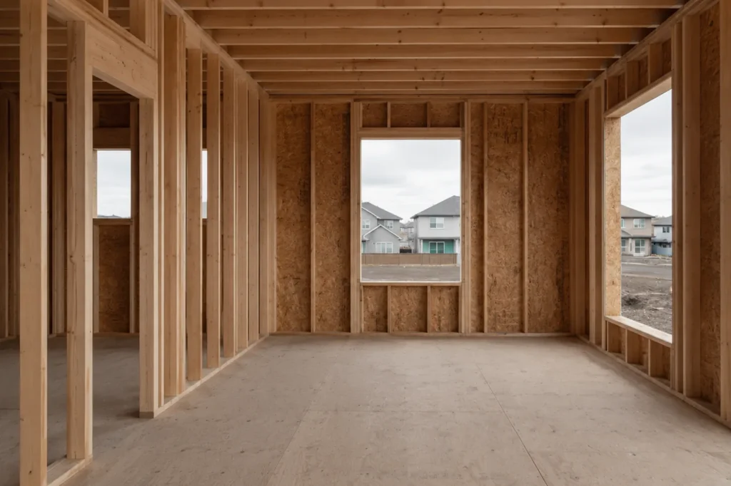 Timber-framed room addition under construction