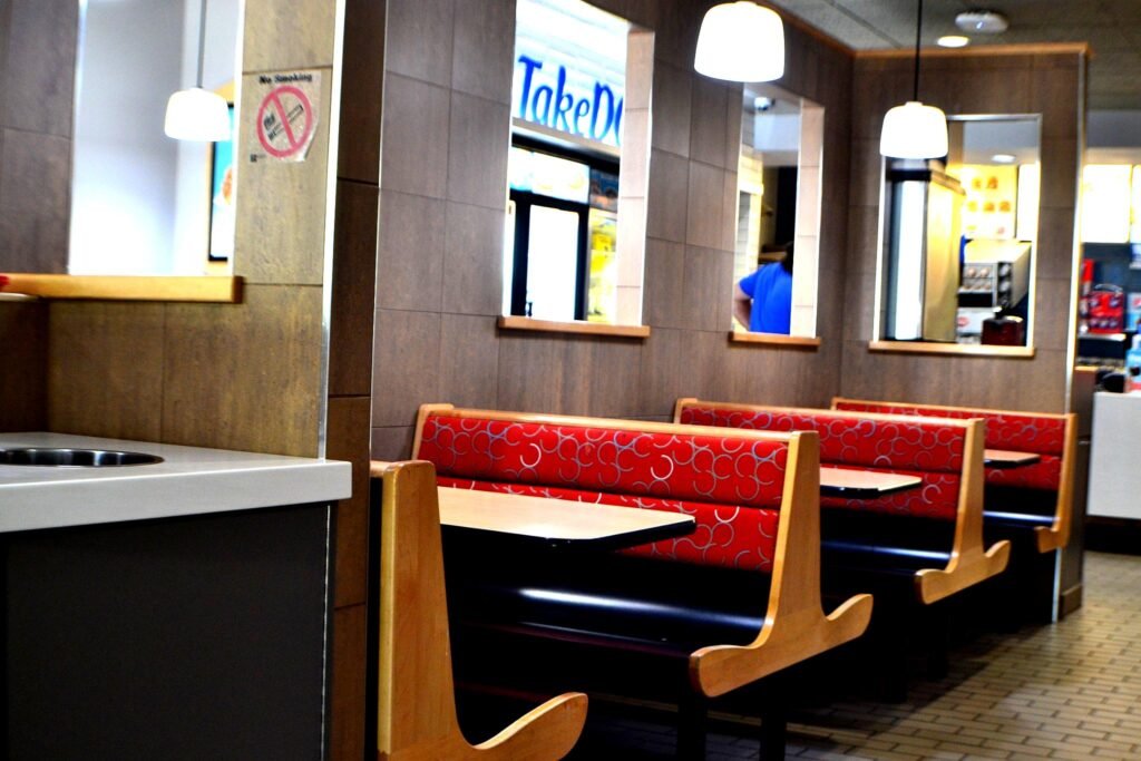 Dairy Queen booth seating and interior partitions