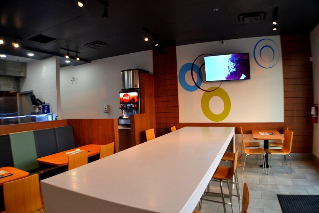 OPA restaurant dining area and interior finishes